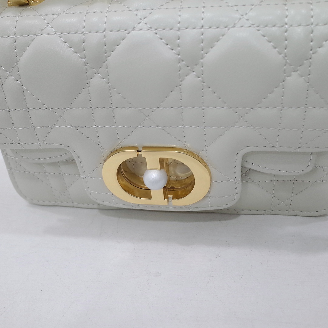 Mini Dior Jolie Top Handle Bag White Cannage Calfskin